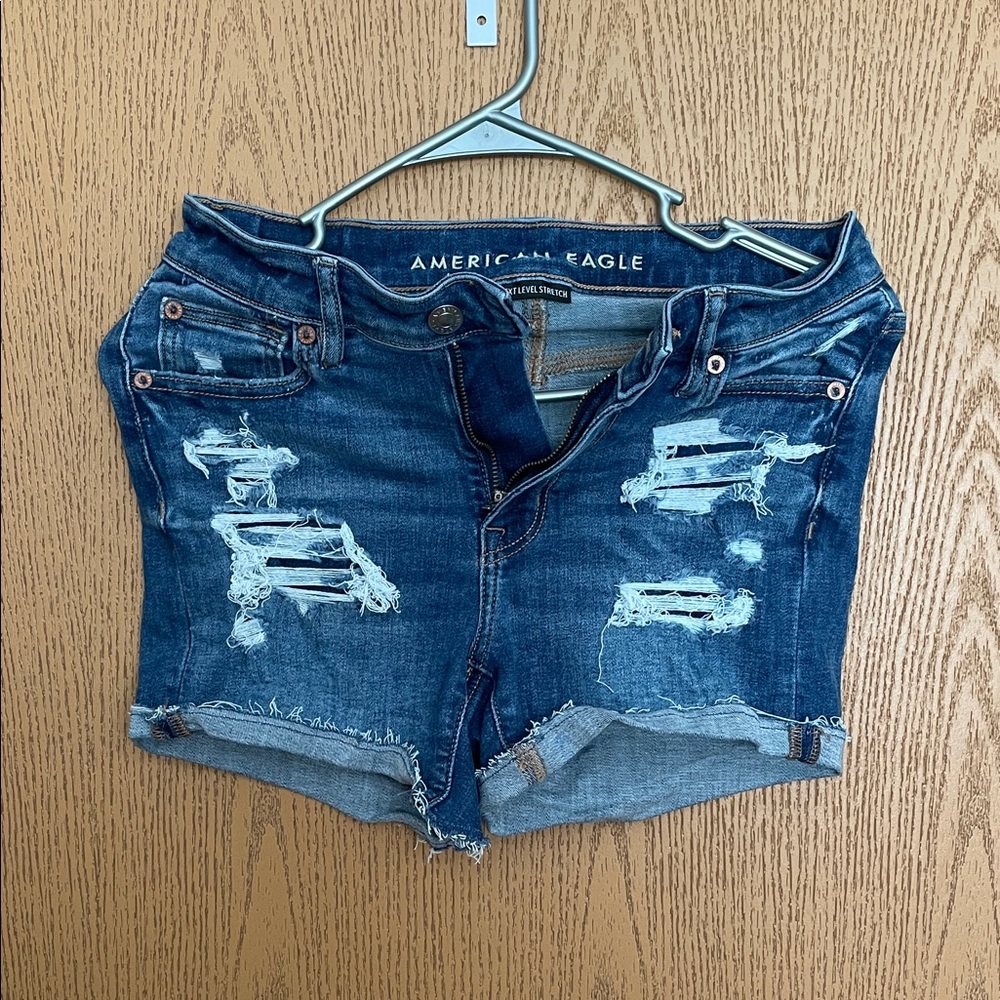 American Eagle Outfitters Ripped Blue Jean Shorts